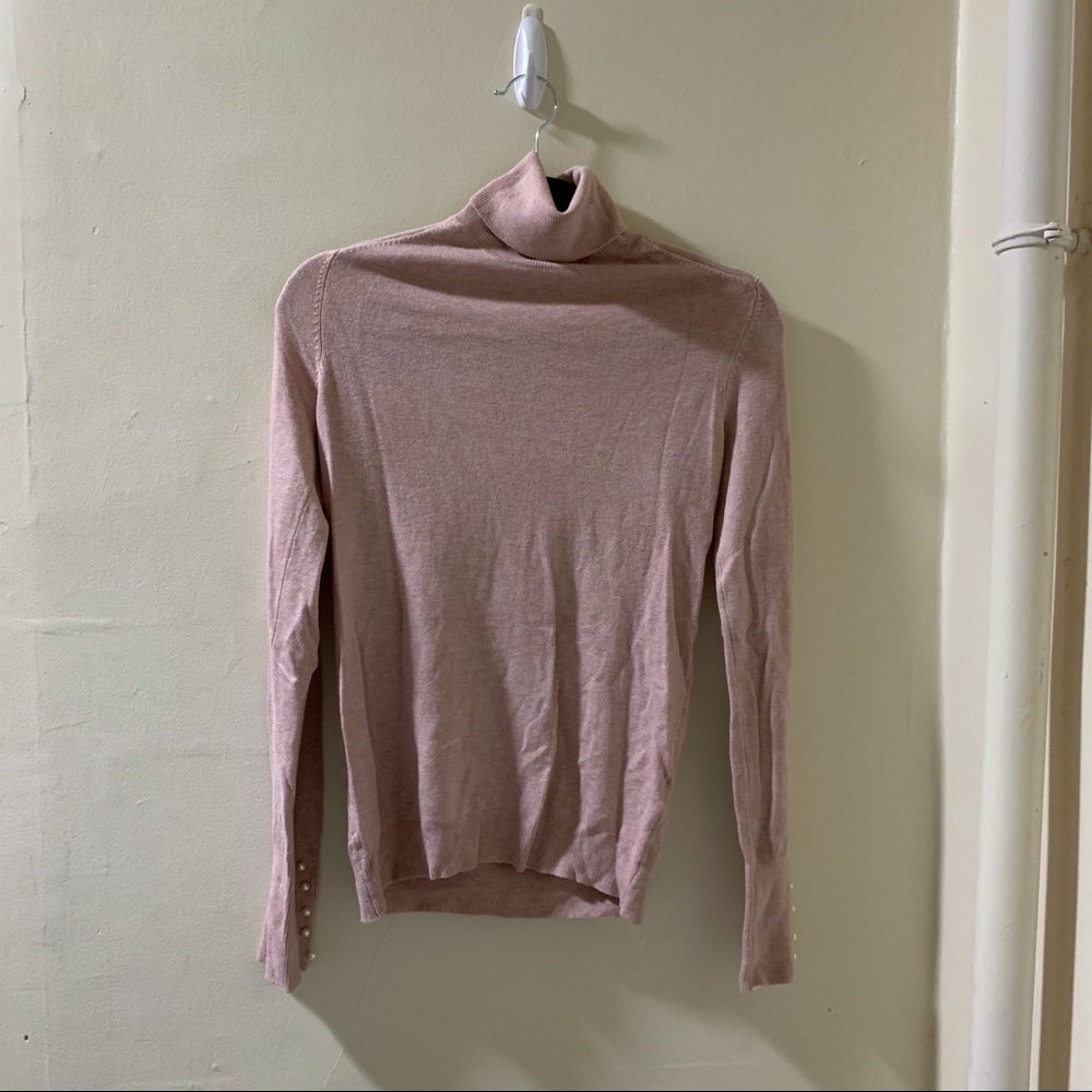 Zara Mauve Pearl Sleeve Turtleneck Sweater